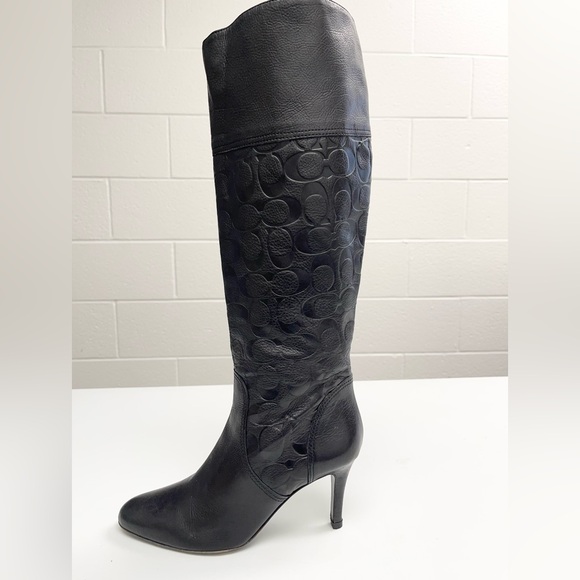 COACH Elitta Embossed Signature C Knee High Soft Leather Boots 7.5 B - Picture 9 of 16